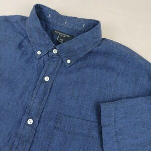Banana Republic XXL Mens Shirt 100% Linen Button Down Short Sleeve 27x31